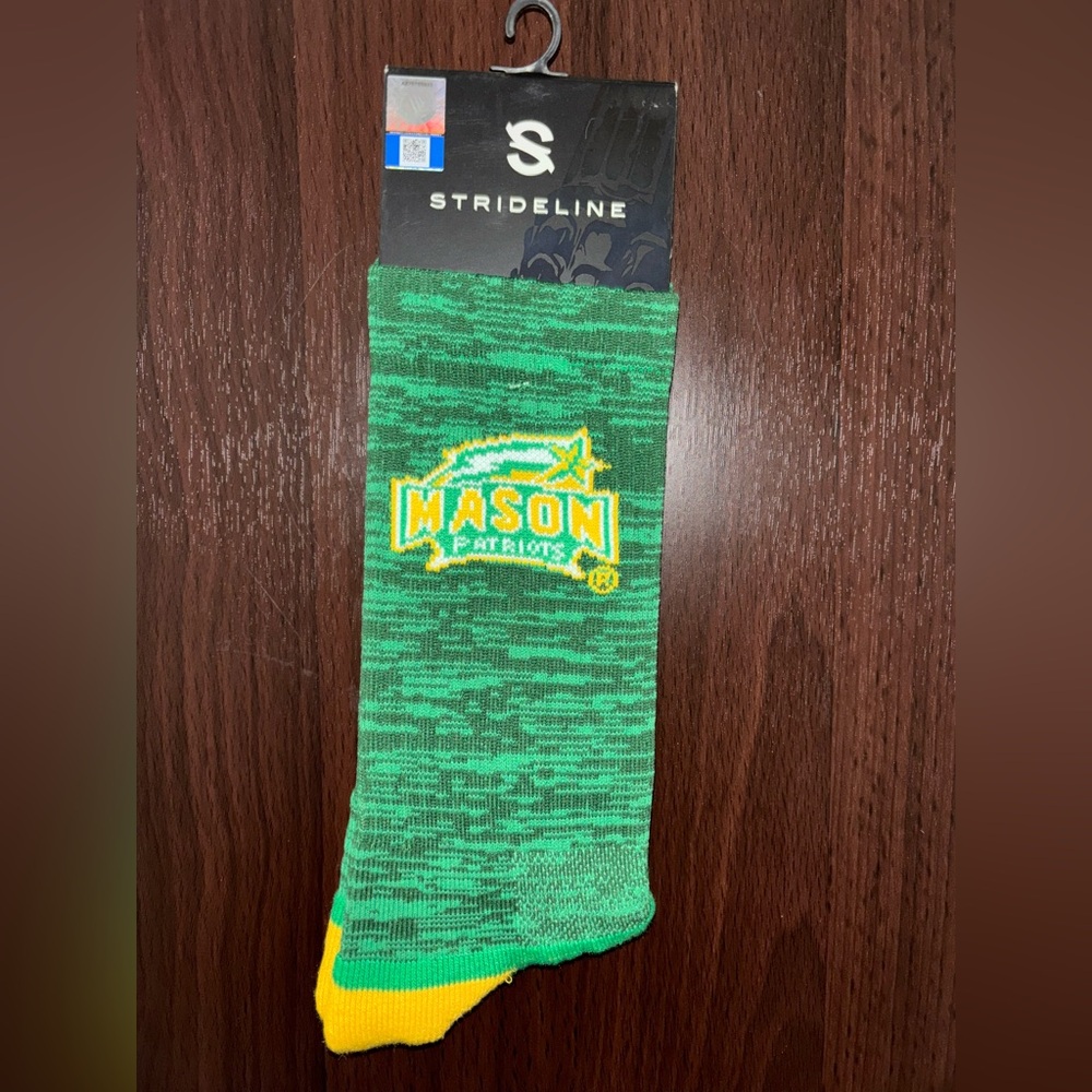 GEORGE MASON UNIVERSITY STRIDELINE CREW SOCKS NWT MEN’S SHOE SIZE 8-12
